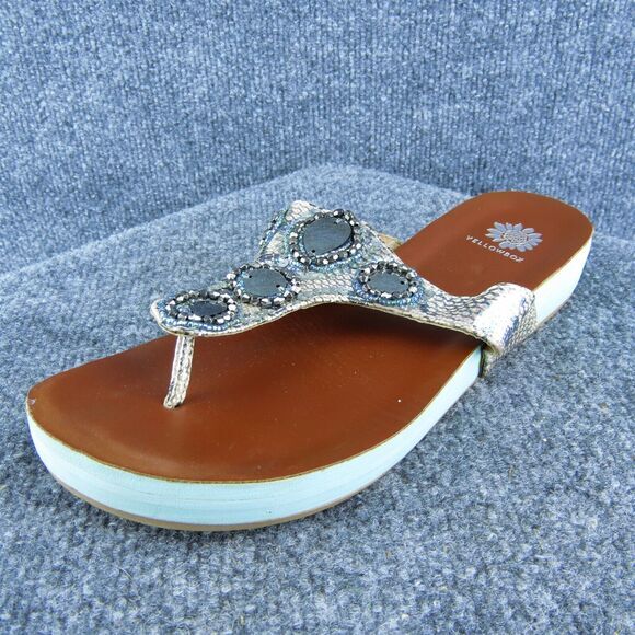 Yellowbox Karlie Women‎ Thong Sandal Shoes Silver Synthetic Size 7.5 Medium - Picture 1 of 10